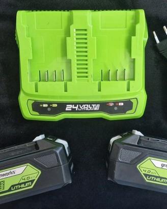 Greenworks Batterie 24V e Caricabatterie Doppio Sl