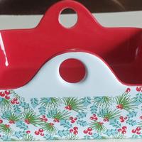 vassoio natalizio ceramica porta dolci/biscotti