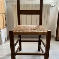 Sedia rustica impagliata in legno massello
