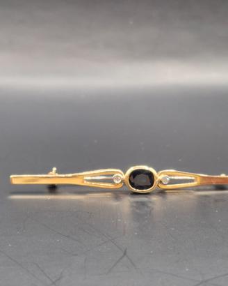SPILLA IN ORO CON ZAFFIRO E BRILLANTI