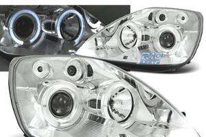FARI PER FORD FIESTA MK6 02-05 OCCHI ANGEL CROMATI