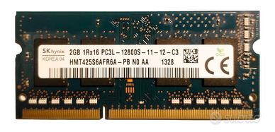 Modulo RAM 2GB DDR3L PC3L-12800 1600MHz SODIMM
