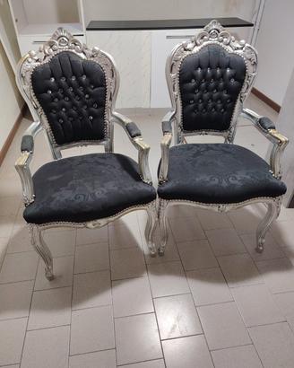 Poltrone  stile barocco nera /argento 