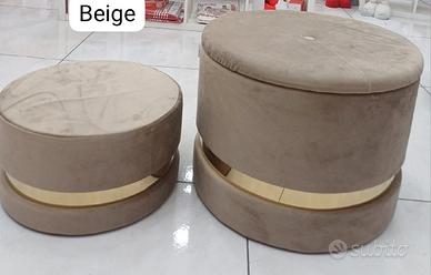 set 2 pouf contenitore con vassoio