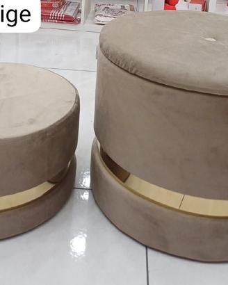 set 2 pouf contenitore con vassoio