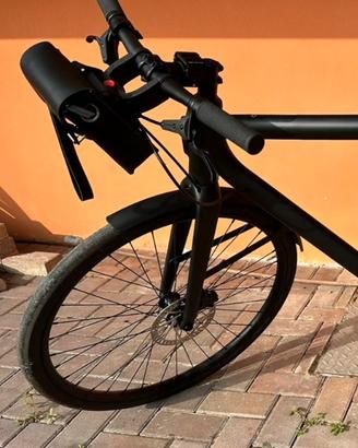 Borsa pelle nera per manubrio bici con KLICKFIX