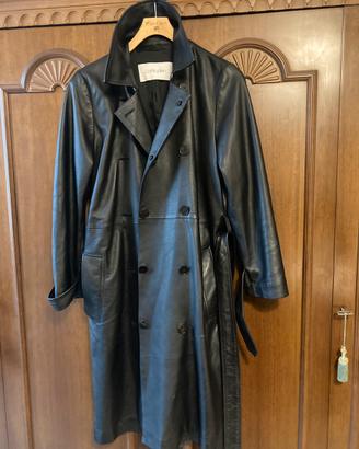 Trench in pelle nero Calvin Klein tg 40/42
