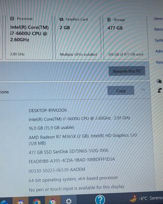 Laptop Intel i7-6600 CPU