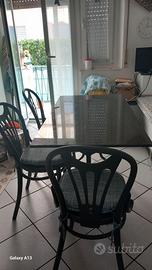 tavolo da cucina in granito con supporto in ghisa