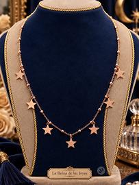 Collana pallinata argento 925 bagno oro 18kt stell