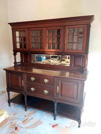 credenza cristalliera inglese antica 