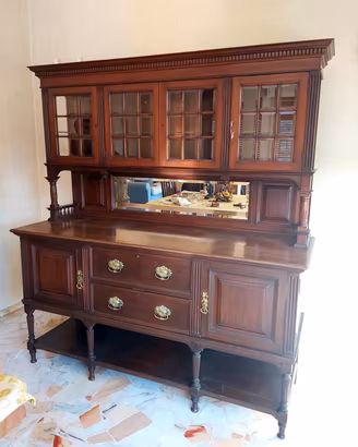 credenza cristalliera inglese antica 