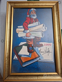 Quadro Babbo Natale Firmato Dall'Autore.