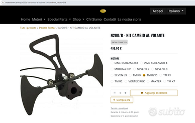 Cambio al volante Motori Seven per go kart