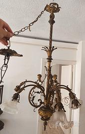 Lampadario in ottone anni 50 con angioletti