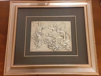 Salvatore Fiume quadro lastra d'argento firmato.