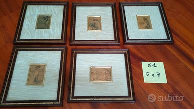 Lotto 5 quadretti vintage su foglia oro
