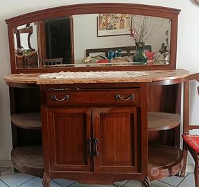 Credenza/buffet con specchiera in noce, anni 30