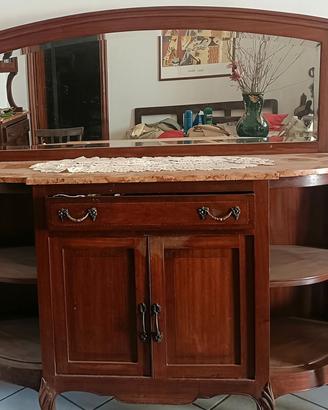 Credenza/buffet con specchiera in noce, anni 30