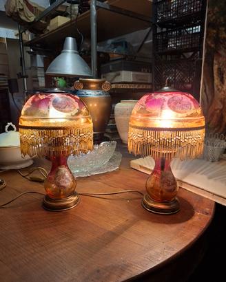 2x lampada da tavolo abatjour vetro murano