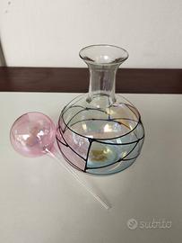 Vaso ampolla in vetro soffiato di Murano 