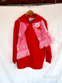 Felpa Adidas donna rossa con sciarpa integrata