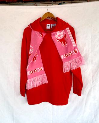 Felpa Adidas donna rossa con sciarpa integrata