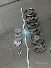 Dischi gommati da 5kg e da 1.25 kg piu bilanciere