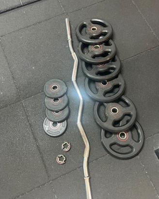 Dischi gommati da 5kg e da 1.25 kg piu bilanciere