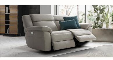 Divano reclinabile elettrico in pelle grigio perla