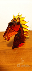 Scultura Testa di cavallo cristallo Duccio diSegna