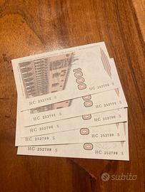 5 Banconote da Lire 1000 Marco Polo FDS