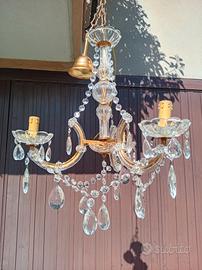 N. 2 lampadari Maria Teresa a 3 luci restaurati