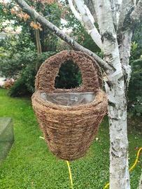 Cesto portafiori sospeso in fibra naturale