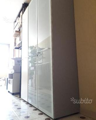 Libreria a 3 ante - bianca e vetro