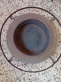 Bracere in ottone con porta piedi in ferro 