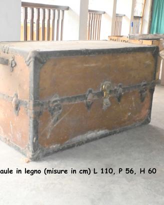 baule in legno con rinforzi metallici