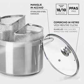 Pentola spaghettiera in acciaio inox da 6 litri