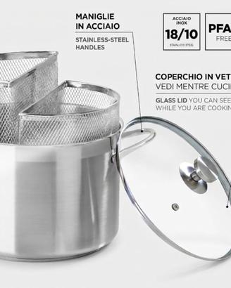 Pentola spaghettiera in acciaio inox da 6 litri