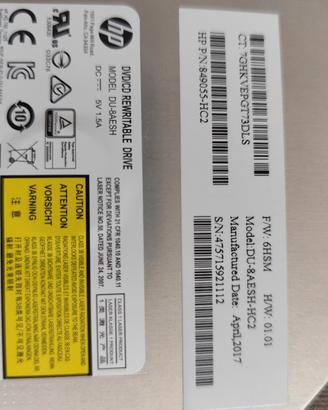 Lettore dvd-rw HP Slim per pc fisso