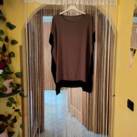 Maglia kimono verde con bordi neri taglia unica