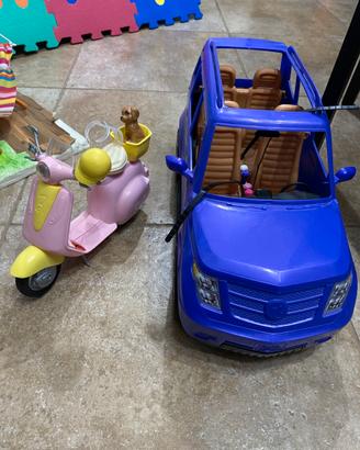 Auto e scooter di barbie con accessori