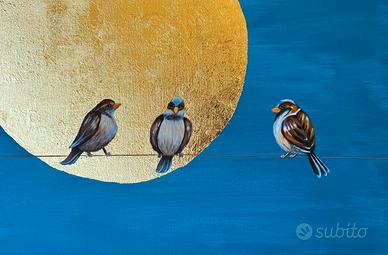 Quadro in Acrilico ,potal foglia oro su tela .