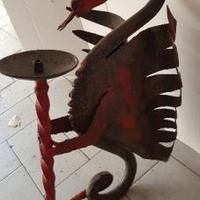 Drago in ferro artigianale predisposto per lampada