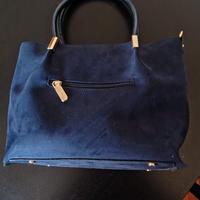 Borsa scamosciata blu – vintage elegante leggera