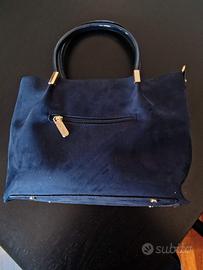 Borsa scamosciata blu – vintage elegante leggera