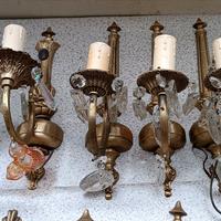 4 Applique Vintage anni 60/70 - Ottone e Cristallo