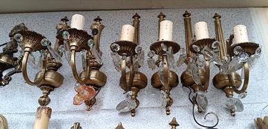 4 Applique Vintage anni 60/70 - Ottone e Cristallo