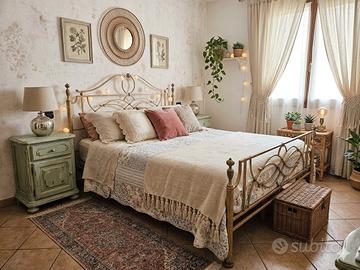 letto matrimoniale in ferro battuto e materasso 