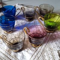 Tazzine da caffè in vetro soffiato colorato anni '